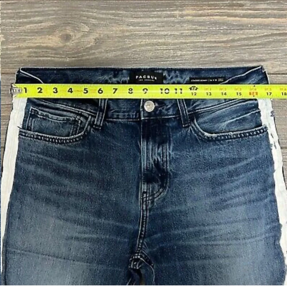 Pac Sun Vertical Stretch Jeans 34X33 Stacked Skinny White Side Paint Stripe - Picture 9 of 10